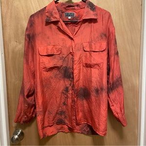 100% silk vintage tie dye button down shirt